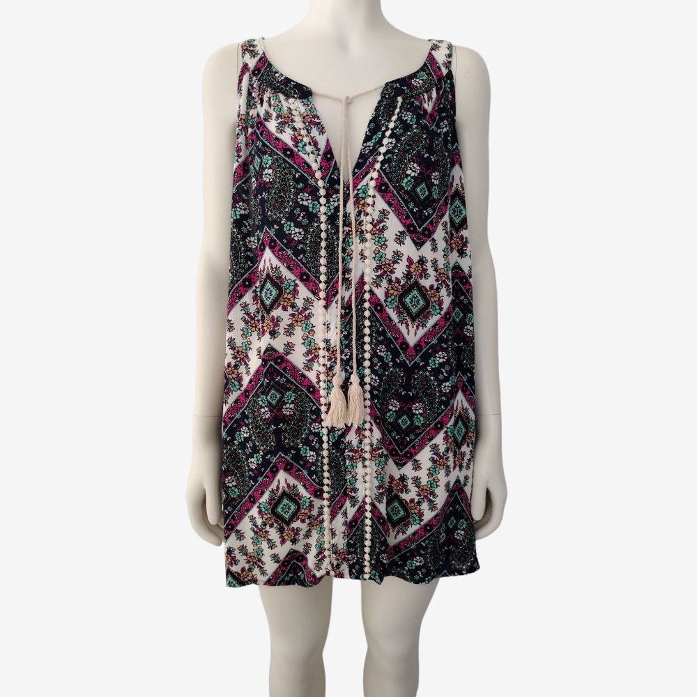 Stoosh Multicolored Lightweight Sleeveless Rayon Split Neck Blouse 3X